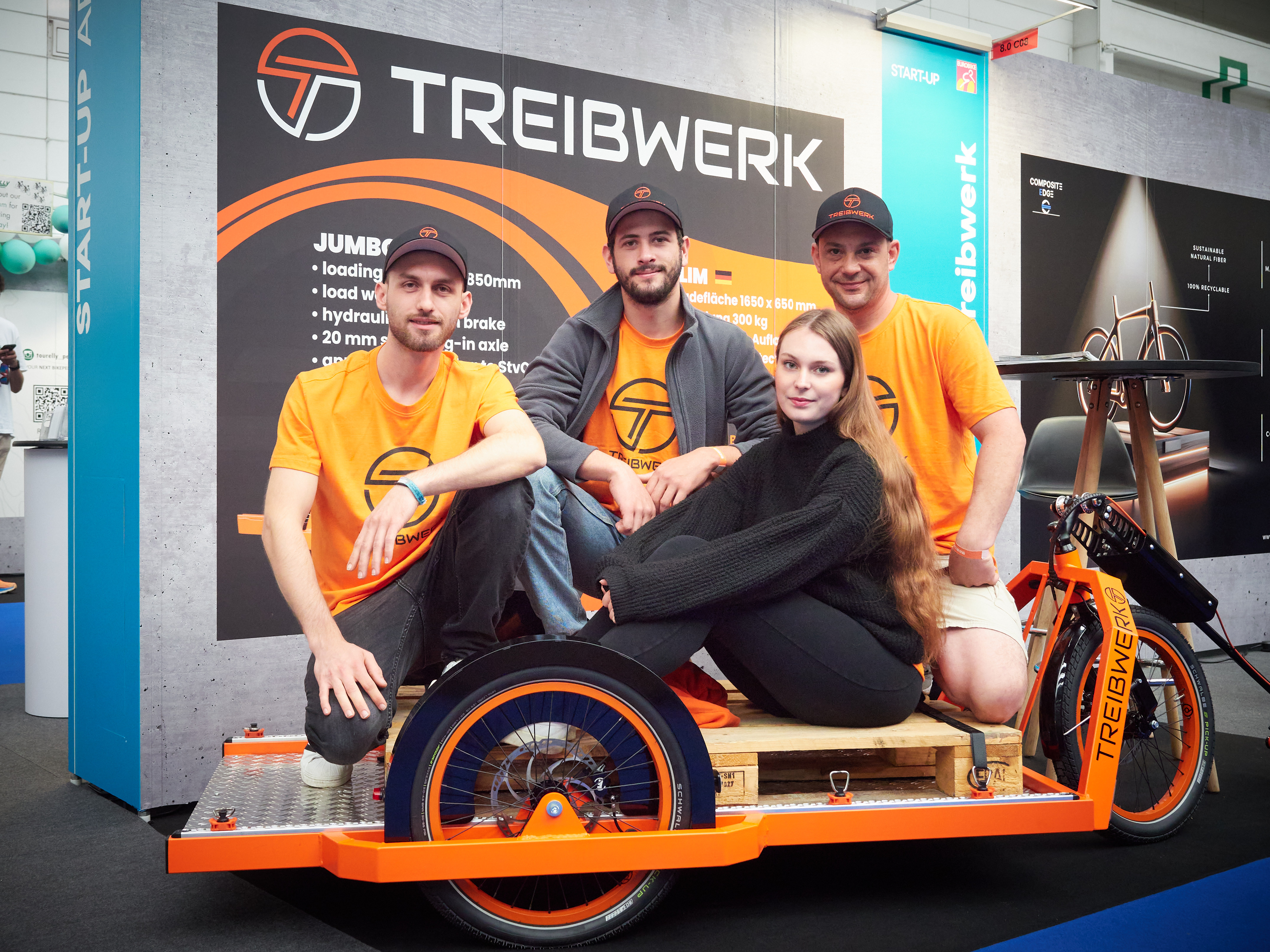 Halle 8, Start Up Area: Treibwerk präsentiert einen Schwerlastanhänger für den Transport von Lasten bis zu 300 kg.